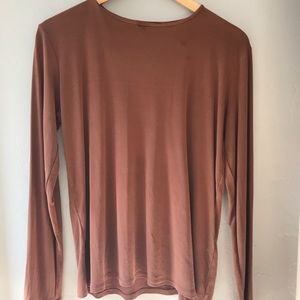 Eileen Fisher silk top in cinnamon | small